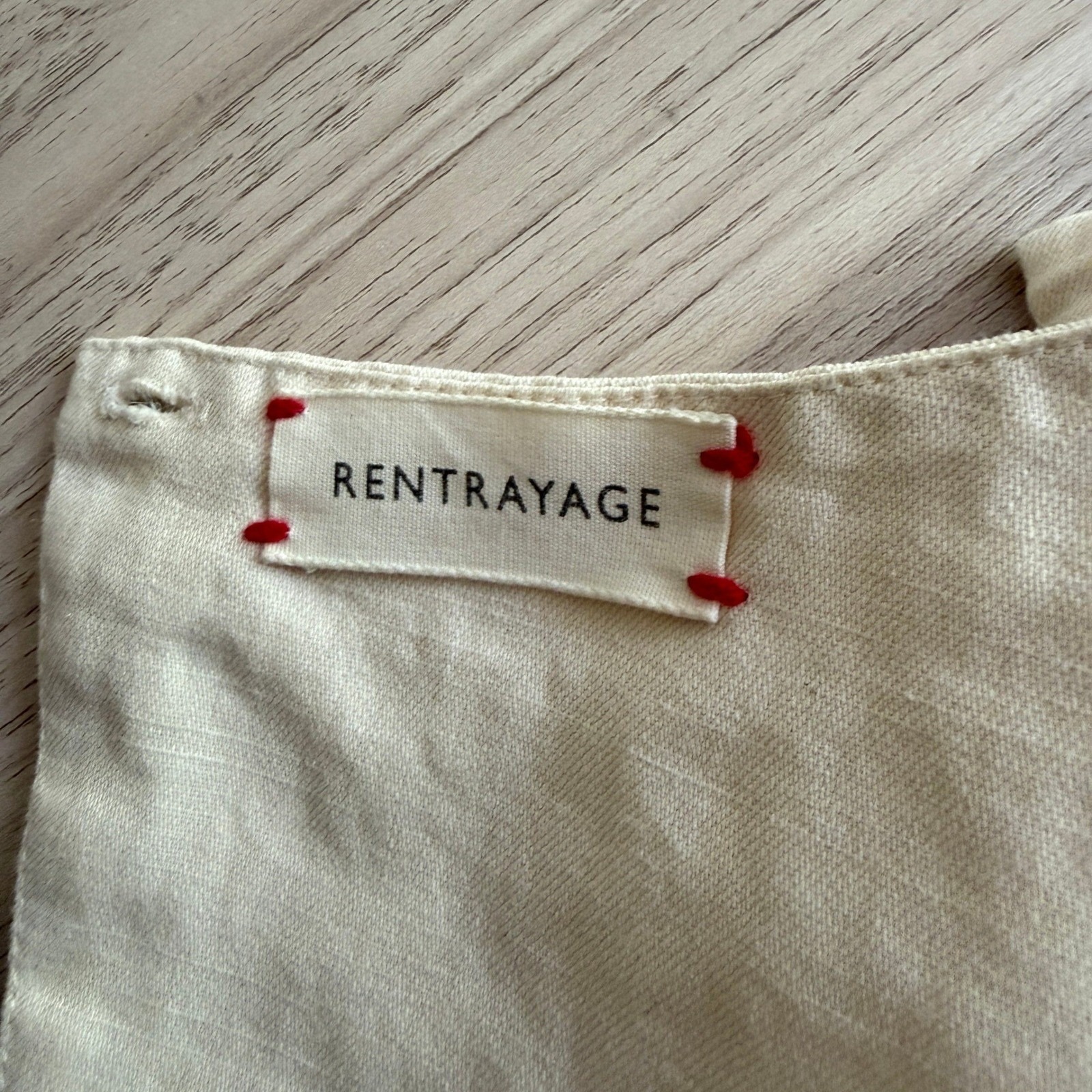Rentrayage Peplum Top Open Back Sleeveless Beige White Small — image 2 of 7